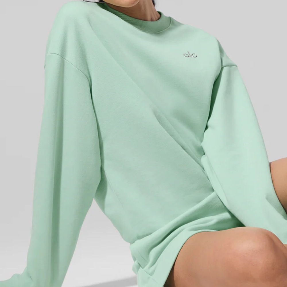 Alo Yoga Accolade Crew Neck Pullover Spearmint S